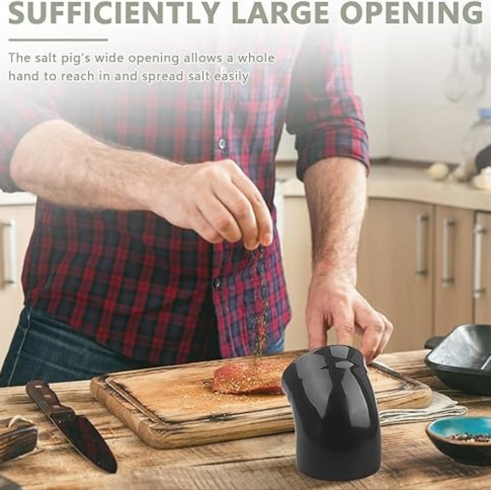 Black Ceramic Salt Pig - Salt Cellar